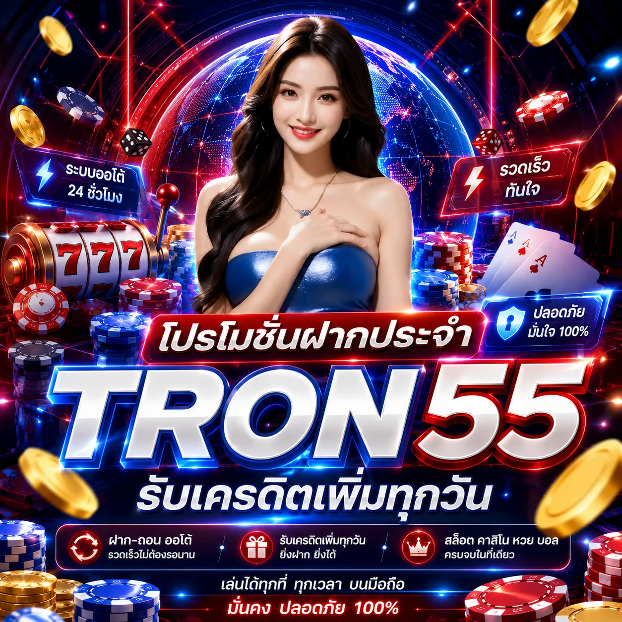 โปรโมชั่นคืนยอดเสีย TRON55 รับเงินคืนทุกสัปดาห์